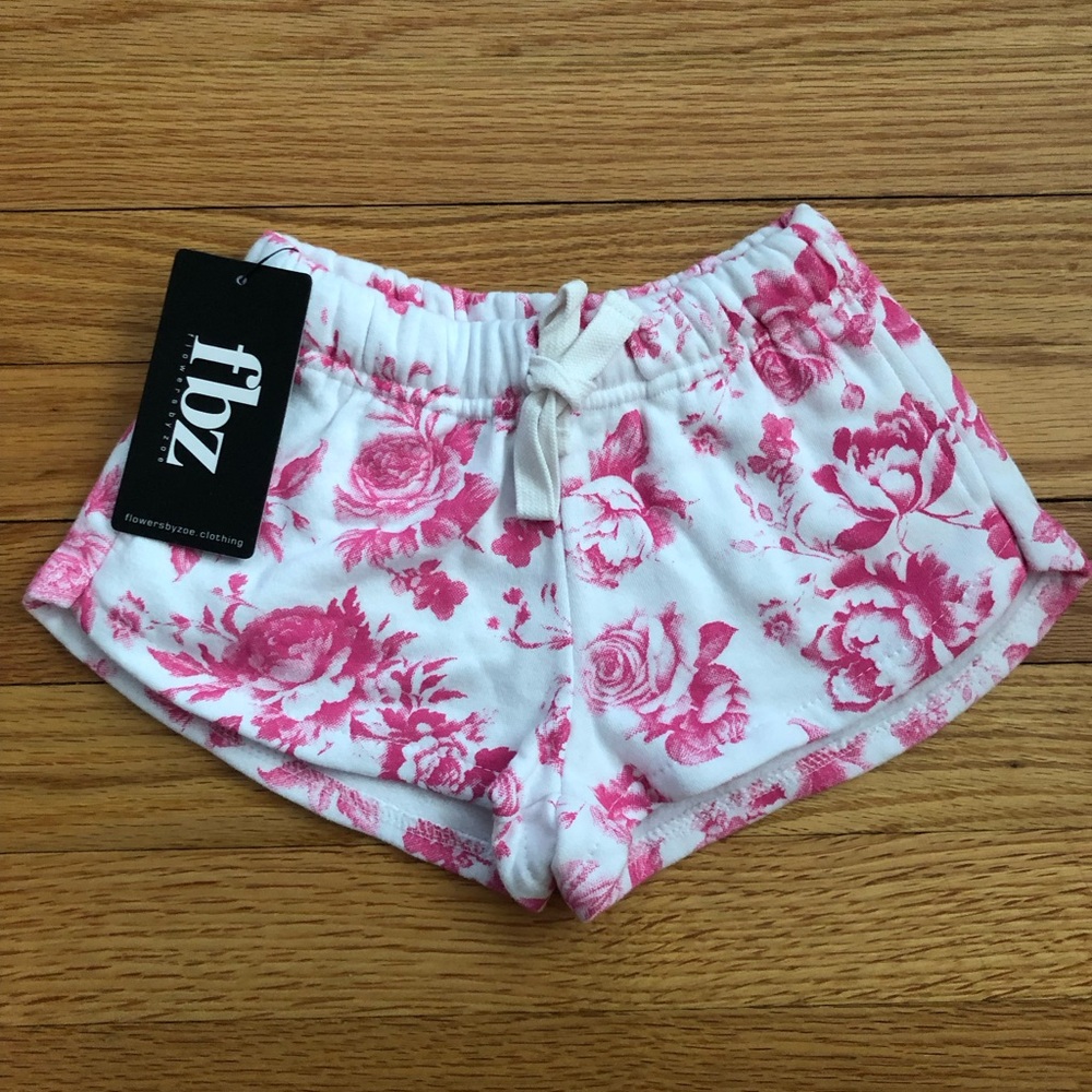 Flowers By Zoe (fbz) White & Pink Floral Shorts